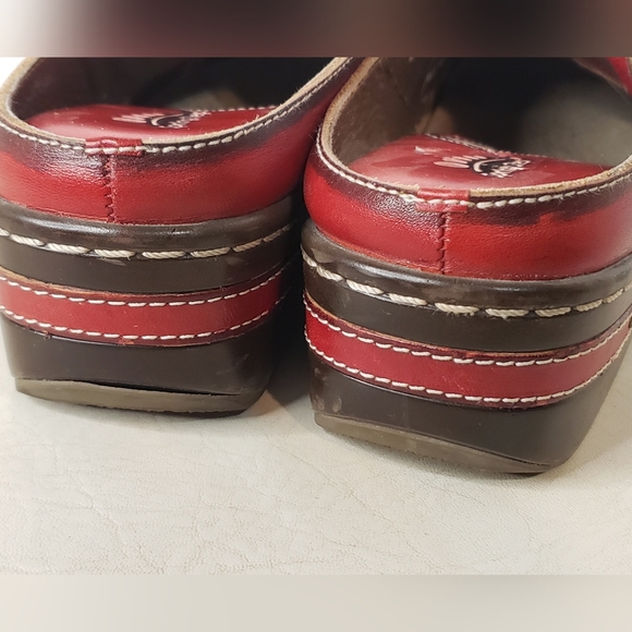 Spring Step L'Artiste Burbank Red Slip-On Leather Clogs Size 39 US 8.5 - Picture 5 of 8